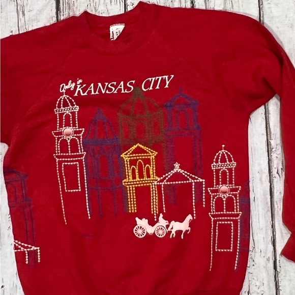 Vintage 80s Kansas City Travel Tourism Destination 1980s Crewneck Sweatshirt - Picture 5 of 6